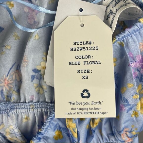 Hippie Rose Blue Floral Juniors V Neck Fit & Flare Midi Dress - Picture 6 of 7